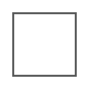 Ein einfaches schwarzes Quadrat mit einem dünnen grauen Rand auf transparentem Hintergrund, das an minimalistische Waschsymbole oder klassische Wäschezeichen erinnert.