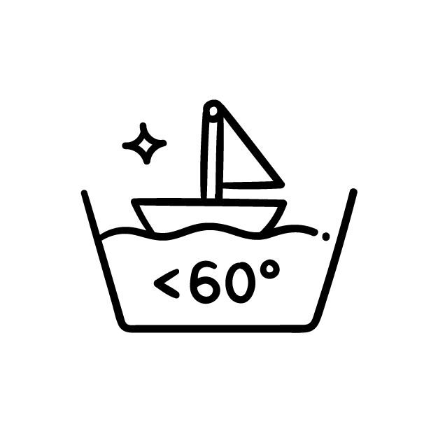 Schwarzes Liniensymbol eines Segelboots im Wasser in einem Behälter, mit einem Glitzern und dem Text