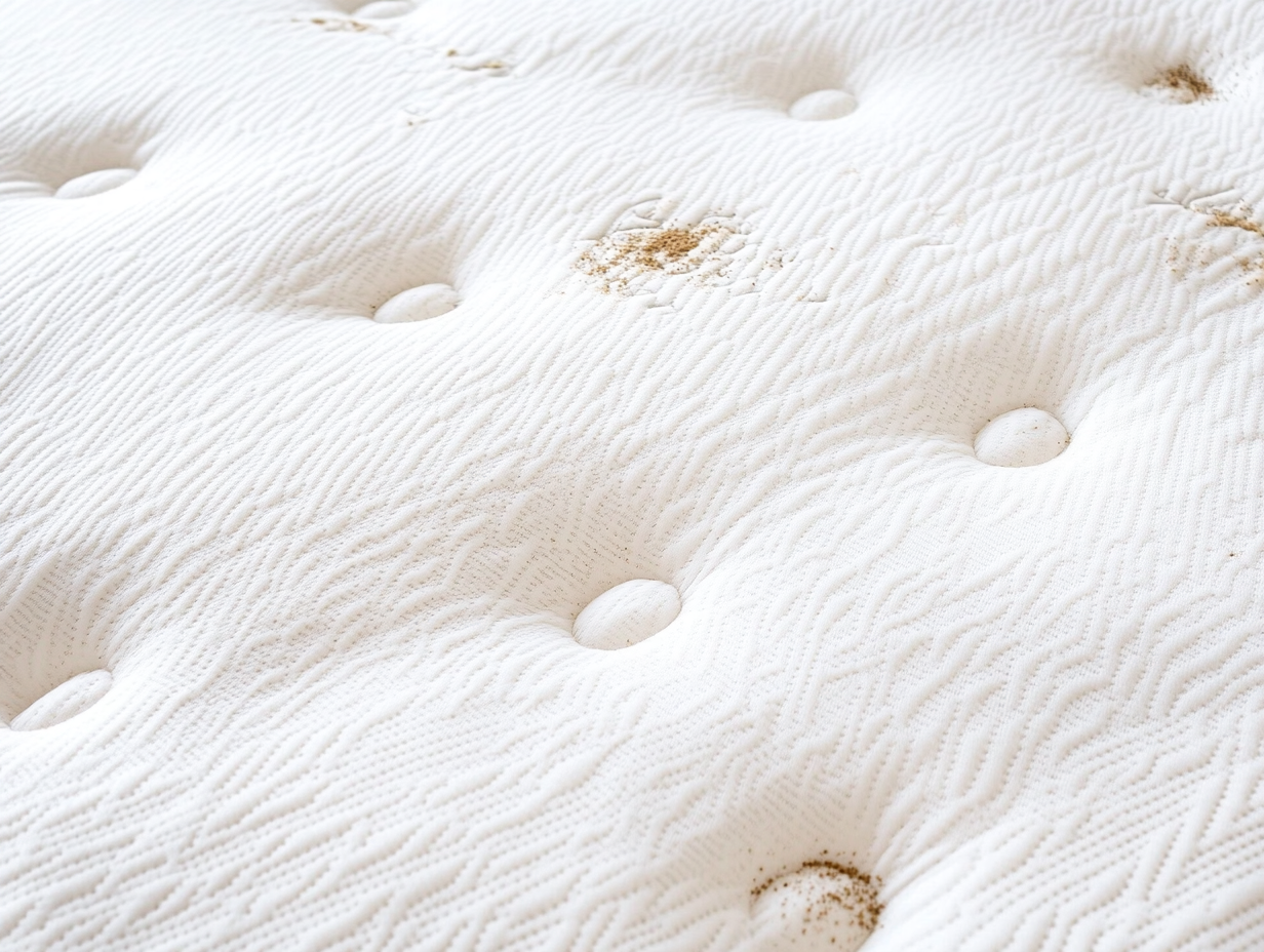 Eine Matratze mit Flecken, die mit dem Dampfreiniger sauber gemacht werden sollen