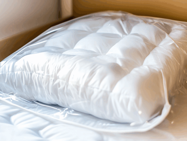 eine Matratze in einem Vakuumbeutel