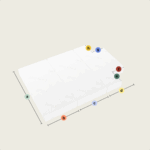 Eine 3D-Ansicht der Klappmatratze/Faltmatratze mit drei rechteckigen Teilen (Ausschnitt unten beidseitig) zeigt eine weiße Matratze, die in drei Teile geteilt ist, mit geprägtem Text, beschrifteten Kanten und Ecken, den Maßen a, b, c, d auf einem hellbeigen Hintergrund.