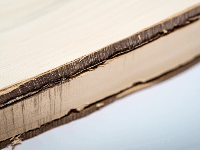 Nahaufnahme des Querschnitts von Furnier