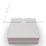 Ein quadratischer Kasten mit beschrifteten Kanten, bei dem die Seiten A und B jeweils 100 cm lang sind, was bedeutet, dass der Kasten auf beiden Seiten die gleiche Länge hat.