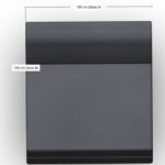Ein quadratisches, dunkelgraues Objekt in der Draufsicht mit Beschriftungen, die sowohl die Breite als auch die Höhe mit 100 cm angeben, mit der Aufschrift "Seite A" oben und "Seite B" an der Seite.
