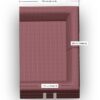 Draufsicht auf ein rechteckiges mauvefarbenes Polstersofa mit zwei kurzen Seiten mit der Bezeichnung 135 cm (Seite B) und einer langen Seite mit der Bezeichnung 200 cm (Seite A). Das Sofa hat ein modernes Design mit klaren Linien.