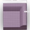 Draufsicht auf ein quadratisches, lilafarbenes, gepolstertes Sofaeckstück mit gerippter Textur. Zwei beschriftete Seiten geben die Maße an: "100 cm (Seite A)" und "100 cm (Seite B)".