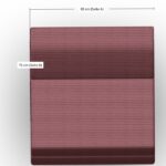 Draufsicht auf eine gefaltete kastanienbraune Matte oder ein Kissen mit zwei beschrifteten Maßen: 80 cm (Seite A) für die Breite und 75 cm (Seite B) für die Höhe. Die Oberfläche hat horizontale, strukturierte Linien.