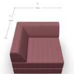 Ein kastanienbraunes, L-förmiges Sektionssofa mit geripptem Stoff ist von oben abgebildet. Die mit A und B bezeichneten Seiten des Sofas messen jeweils 100 cm in der Länge.