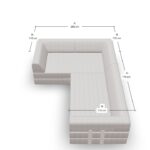 Draufsicht auf ein L-förmiges Sektionssofa in Hellgrau mit beschrifteten Maßen: 200 cm (Länge), 170 cm (kürzere Seite) und 110 cm (Tiefe der einzelnen Teile).
