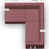 Draufsicht auf ein L-förmiges kastanienbraunes Sofa mit beschrifteten Maßen: 110 cm und 100 cm für Seite A, 100 cm für Seite B und 140 cm für einen anderen Teil von Seite A.