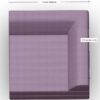 Draufsicht auf ein quadratisches, violettes Ecksofa mit gerippter Polsterung. Zwei Seiten sind mit je 110 cm beschriftet und mit "Seite A" und "Seite B" bezeichnet, was die Maße in deutscher Sprache angibt.