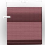 Draufsicht auf ein gefaltetes, rechteckiges, kastanienbraunes Kissen oder Sofa mit den beschrifteten Maßen: 80 cm (Seite A) und 72 cm (Seite B). Die Oberfläche weist horizontale Linien auf, und die Beschriftungen sind auf Spanisch.